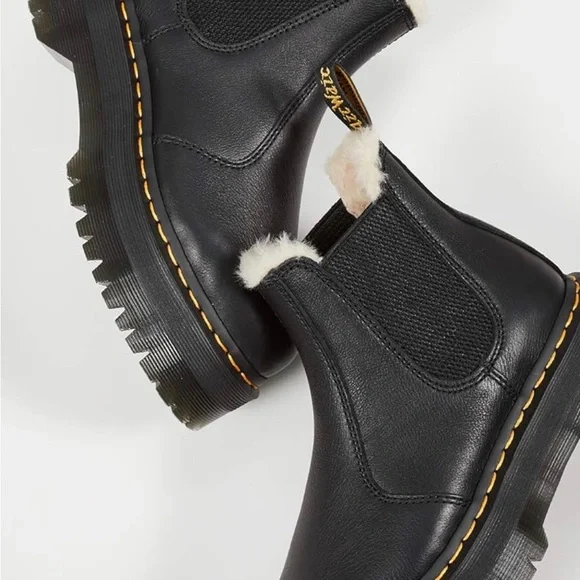 Dr. Martens Black Faux Fur Lined Ankle Boots - Picture 2 of 2